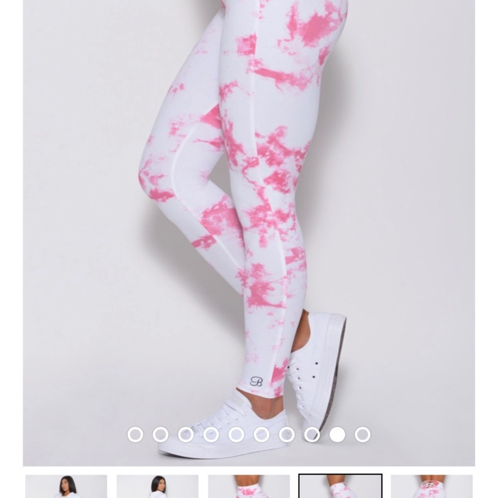 Bombshell Sportswear Pink/White Tie-Dye Sexy Back Leggings & Cross My Heart Bra - Picture 4 of 15